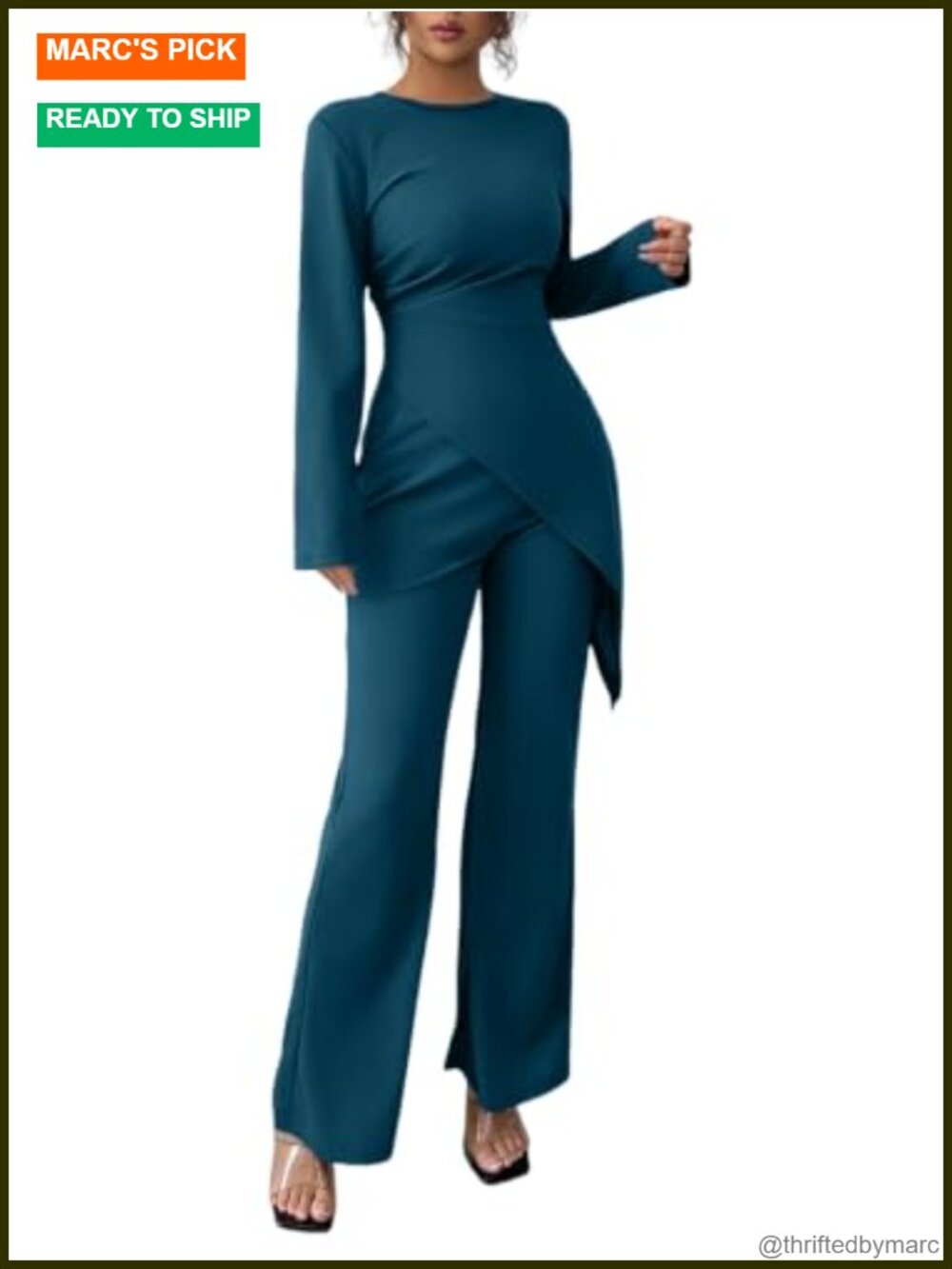 Asymmetrical 2 Piece Set Wide Leg Pants Business Casual Lounge Set